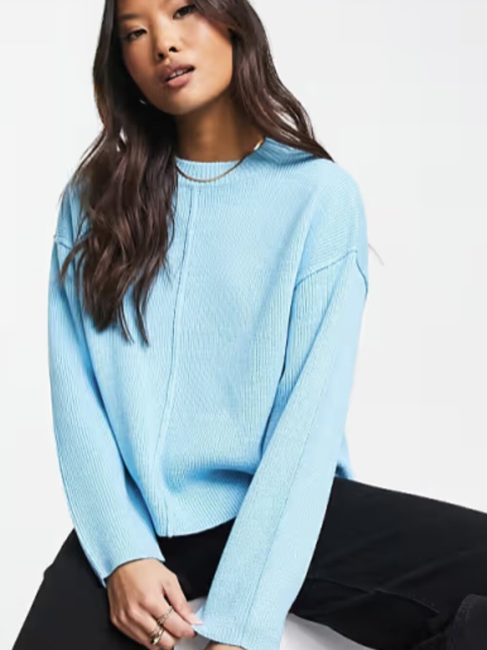 ASOS Sky Blue Ribbed Crewneck Sweater